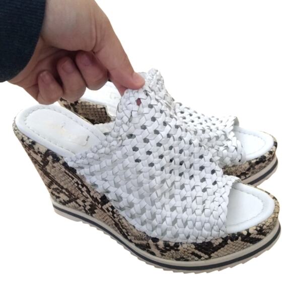 [H131] Woven Snake Print Platform/Wedge Heels, Size 7 - Picture 1 of 5
